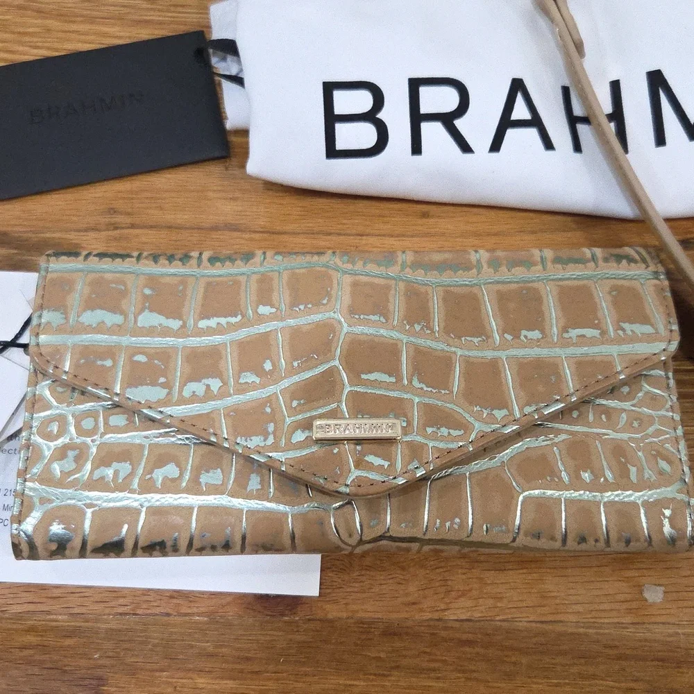 💛▪️Brahmin▪️small Caroline Mineral Blue Fremont Satchel + Veronica wallet Set